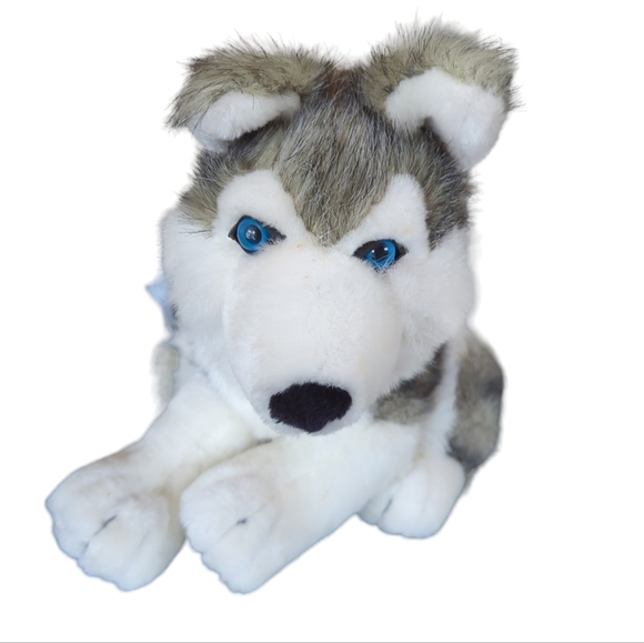 Siberian Husky Stuffed Dog Toy Animal Gray White - Picture 3 of 9